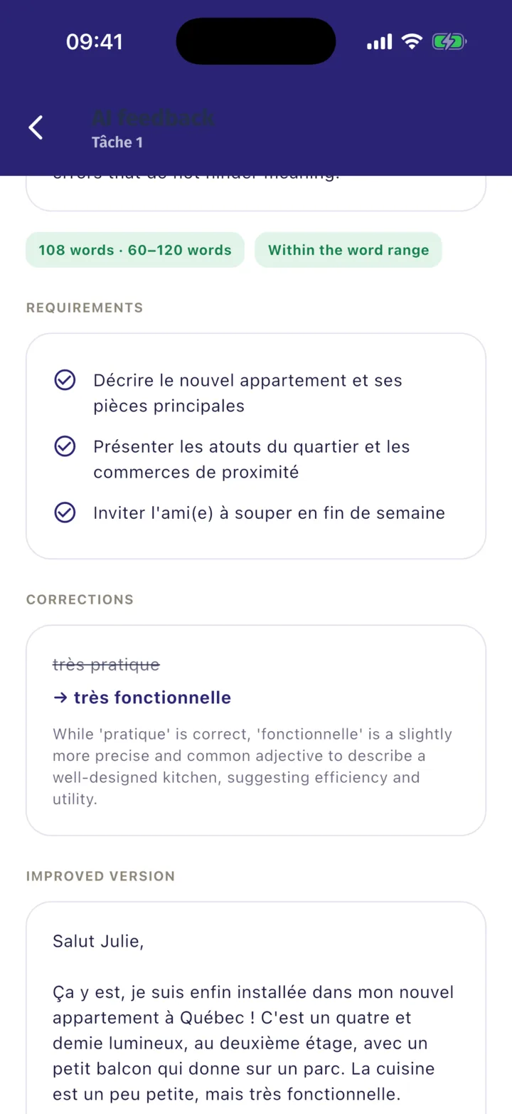 Corrections with reasons and an improved version of your answer