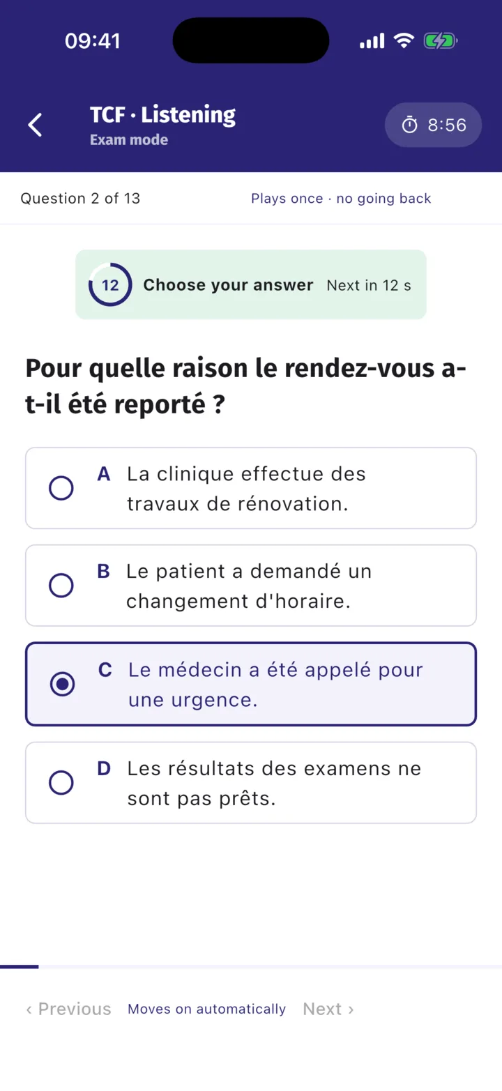 Listening practice in TCF TEF TIP